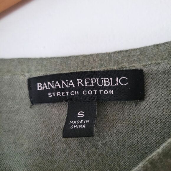 Banana Republic Stretch Cotton Olive Green Short Sleeve Sweater Boat Neck Small - Picture 4 of 5